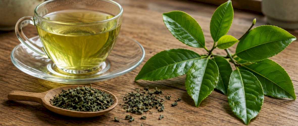 Zöld tea és a levél amiből készül